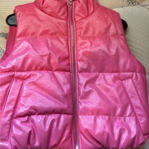 Pink New Puffer Vest Glossy Size Small